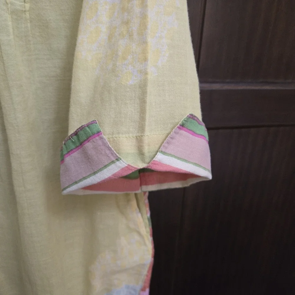 Sundance Floral Pintuck Pleated Button Up Tunic Top Boho Airy Artsy‎ Pockets L - Picture 5 of 16
